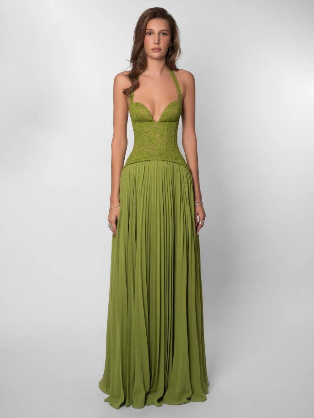 Fenity Gaia Dress - Lace Corset Evening Gown - Green - SMALL - NWT